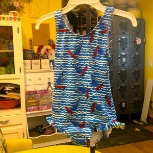 Florence Eiseman Girls Lined Swimsuit Sailboat Print NEW WITH TAGS Size 2T